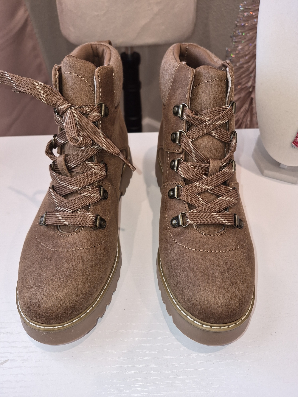 Cliffs by WHITE MOUNTAIN Tan Lace-Up Combat Boots
